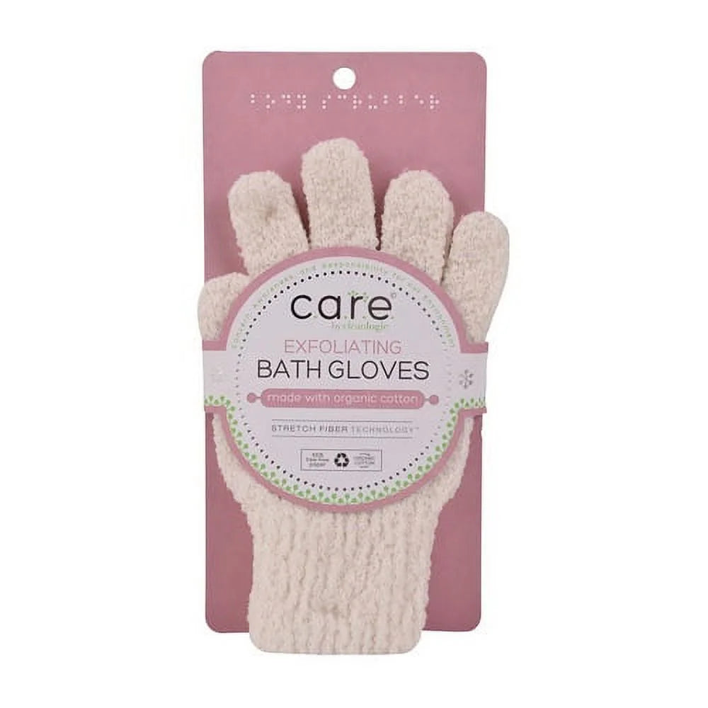 Exfoliating Bath Gloves Made with Organic Cotton, 1 Pair, 2 Pack