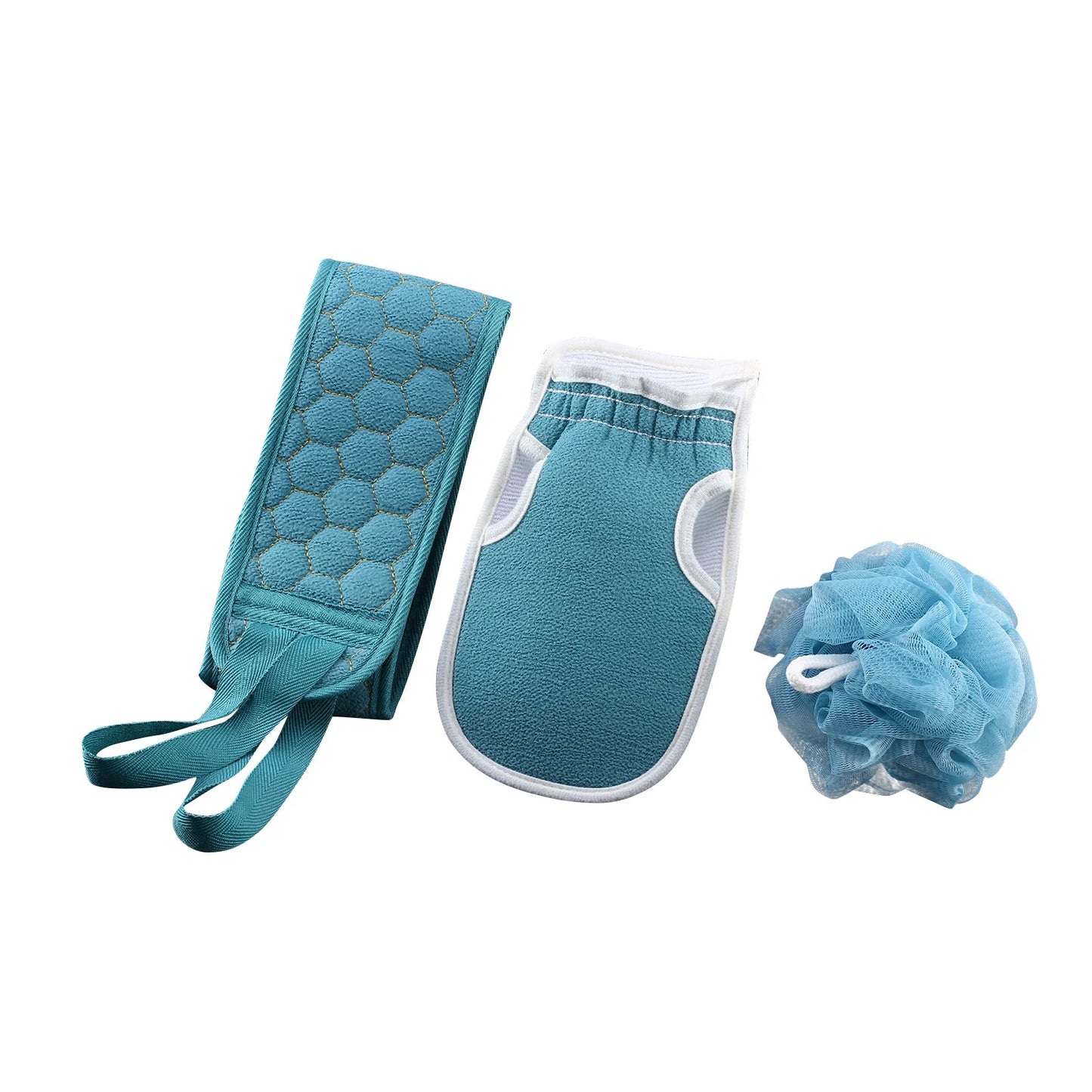 Big Deals! 3Pcs Set Bath Towel Thickened Bath Rub Back Towel Bath Ball Flower Mud Strip