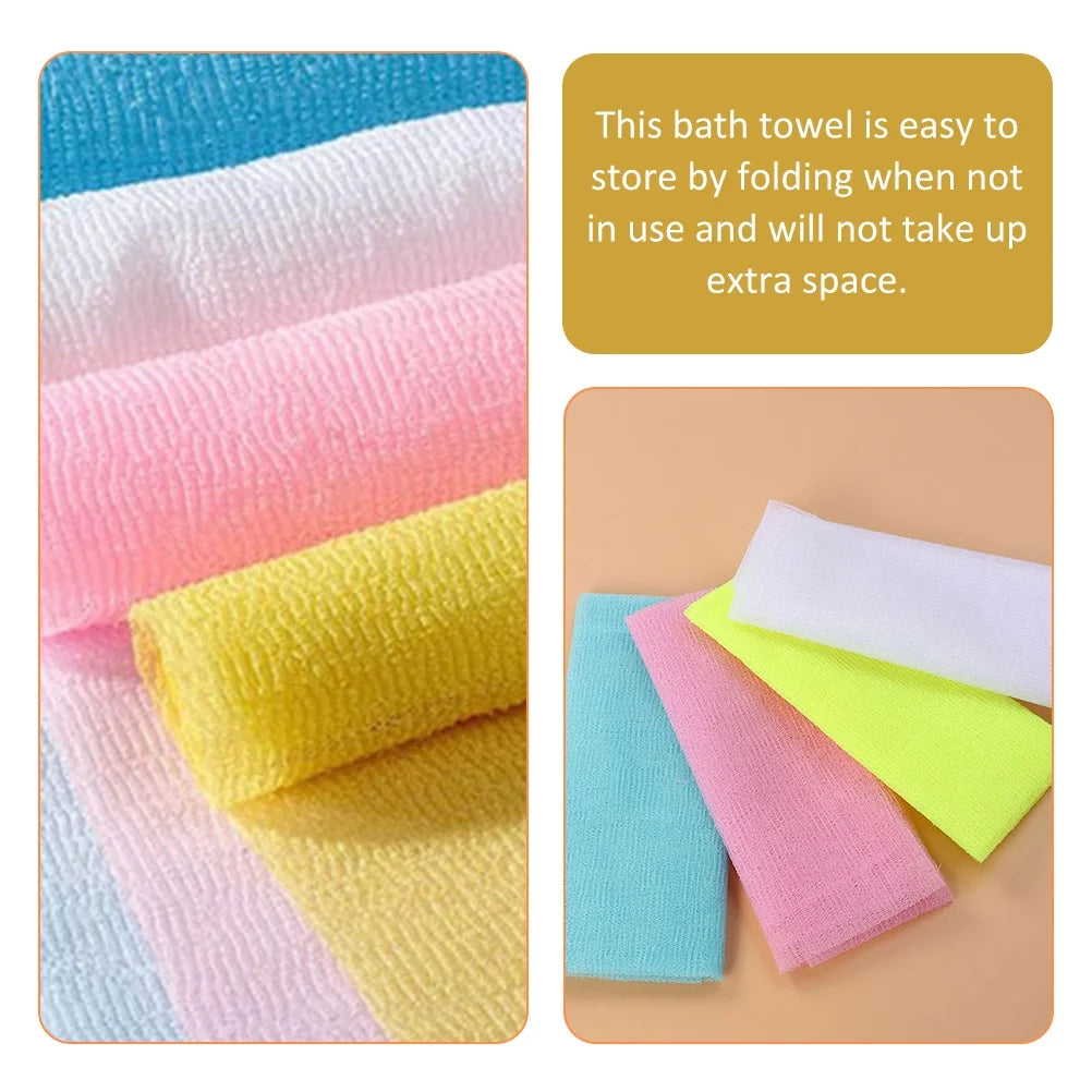 4Pcs Household Exfoliating Bath Cloth Skin-Friendly Nylon Shower Washcloth Body Scrubber