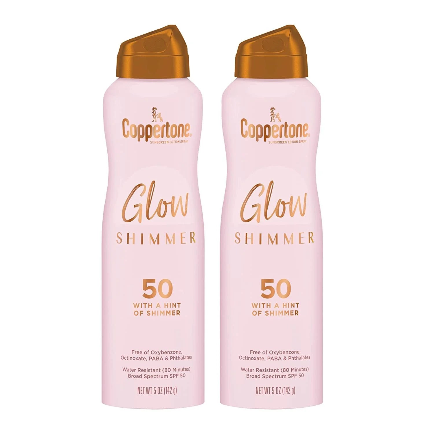 Glow with Shimmer Sunscreen Spray SPF 50, Water Resistant Spray Sunscreen, Broad Spectrum SPF 50 Sunscreen Pack, 5 Oz Spray, Pack of 2