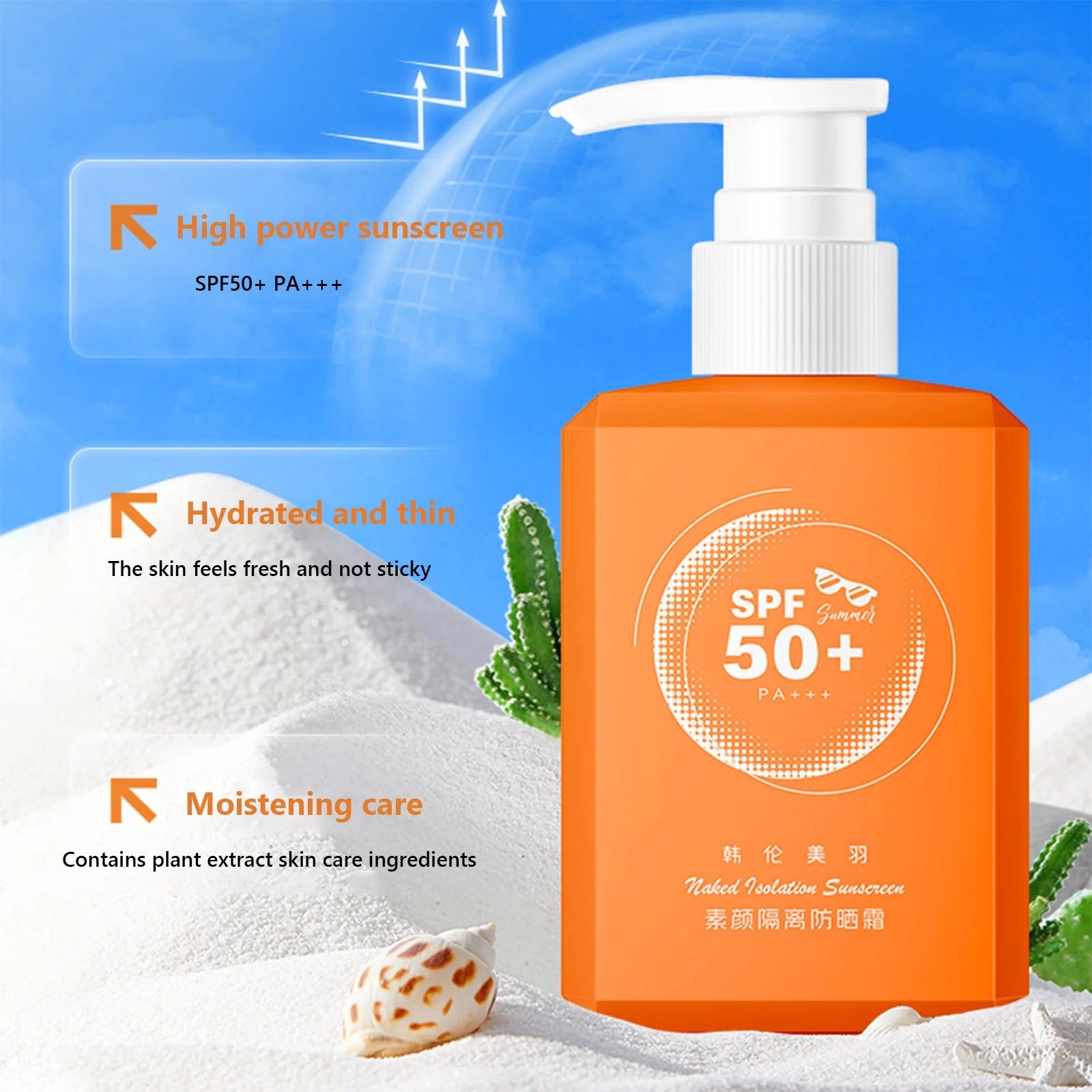 Sport Sunscreen Spray,Beach Breeze Defense: Water-Resistant Sunblock SPF 50+ - Your Companion for Fun in the Sun