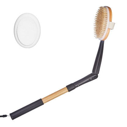 Long Handle Bath Body Brush & Lotion Applicator for Back Scrubber, Shower Brush with Soft Bristles for Wet or Dry