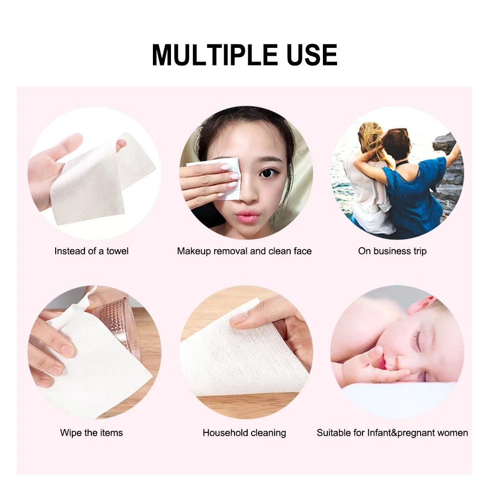 50Pcs Disposable Makeup Cotton Pads Facial Cleansing Non-Woven Makeup Removal Cotton Wipes, Eye Removal Pads Cleaning Wipes