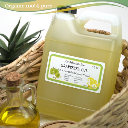 - 32 Oz - Grapeseed Oil - 100% Pure Organic Cold Pressed Natural Hair Skin