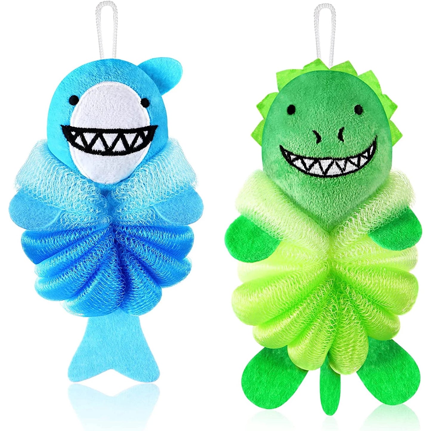 2 Pcs Bath Loofahs Kids Toddler Body Loofahs Cute Cartoon Kids Loofah Kid Bath Sponges Loofah Bath Pouf Body Scrubber Mesh Loofah Sponges for Children Shower Washing Exfoliating (Animal)