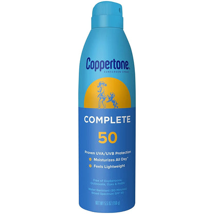 COMPLETE SPF 50 Sunscreen Spray, Lightweight, Moisturizing Sunscreen Pack, Water Resistant Spray Sunscreen SPF 50, 5.5 Oz Spray, Pack of 3