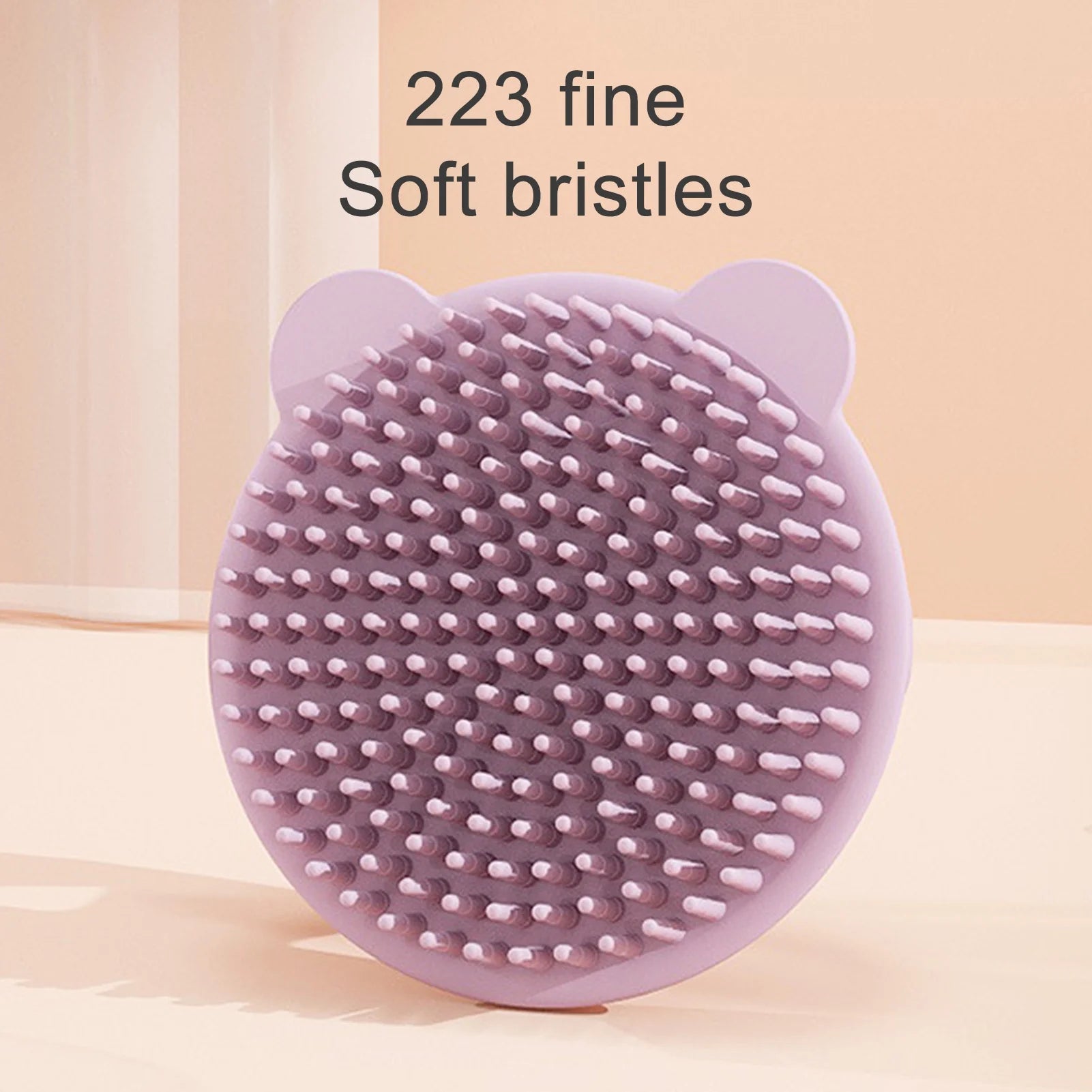 Baby Bath Brushes, Pack of 2, Cradle Cap Brushes, Baby Bath Silicone Brushes, Soft Sensory Scrubber, Bristles Handle Bear Pattern Infant Body Brush for Daily (Green&Purple)