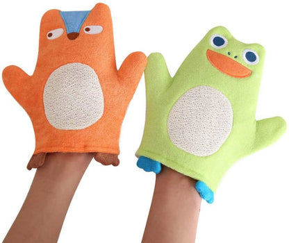 Bath Sponge for Kids Cute Animal Shower Bathing Mitt Loofah Soft Wash Sponge Body Scrub for Baby Toddler (Set of 4)