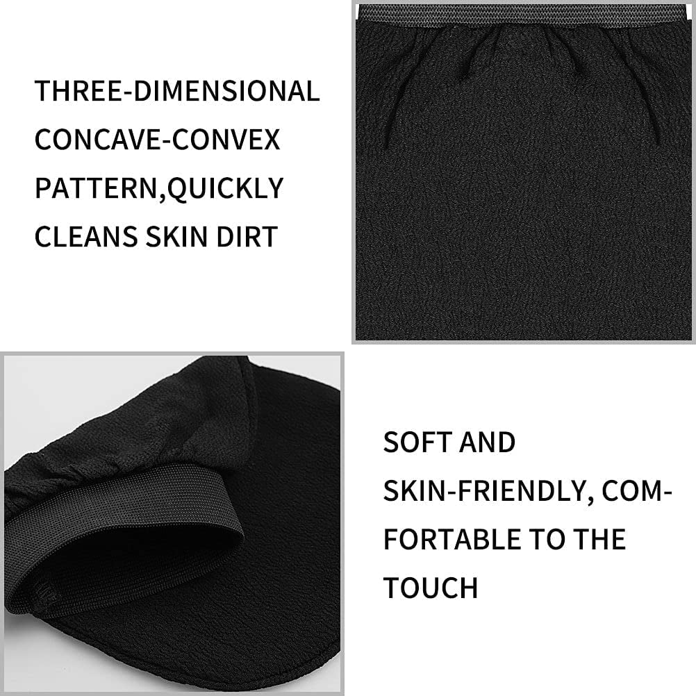 2 Pack Exfoliating Gloves,Skin Scrubber for Body Shower,Black