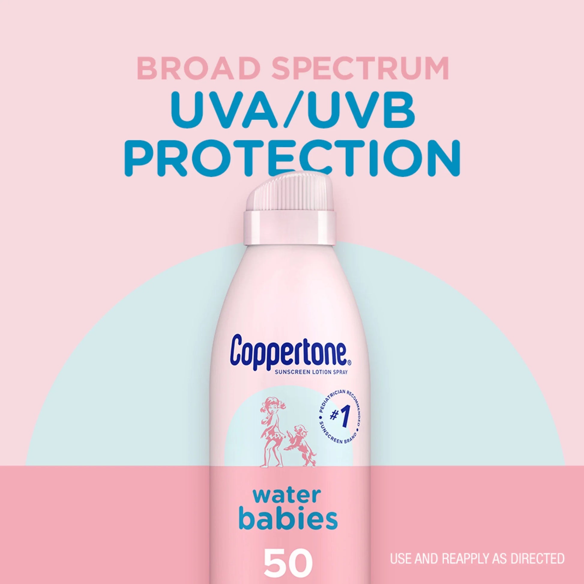 Coppertone Waterbabies Sunscreen Spray, SPF 50 Baby Sunscreen, 6 Oz, Pack of 2