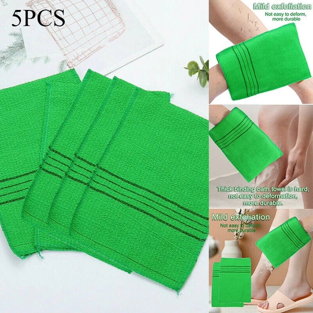 5 Pcs Korean Italy Asian Exfoliating Mitt Exfoliating Bath Washcloth Body Scrub Mitt Shower Washcloth Double Sided Exfoliating Cloth Gloves