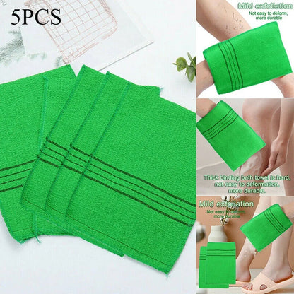 5 Pcs Korean Italy Asian Exfoliating Mitt Exfoliating Bath Washcloth Body Scrub Mitt Shower Washcloth Double Sided Exfoliating Cloth Gloves