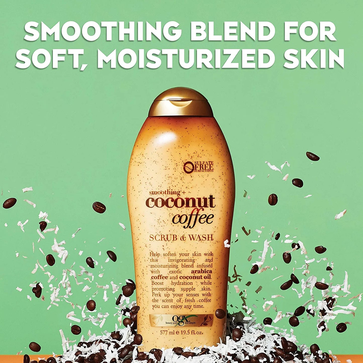 2 Pack  Smoothing + Coconut Coffee Body Scrub & Wash 19.5 Ounce