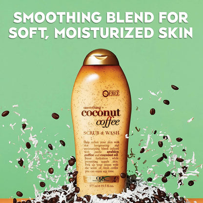 2 Pack  Smoothing + Coconut Coffee Body Scrub & Wash 19.5 Ounce