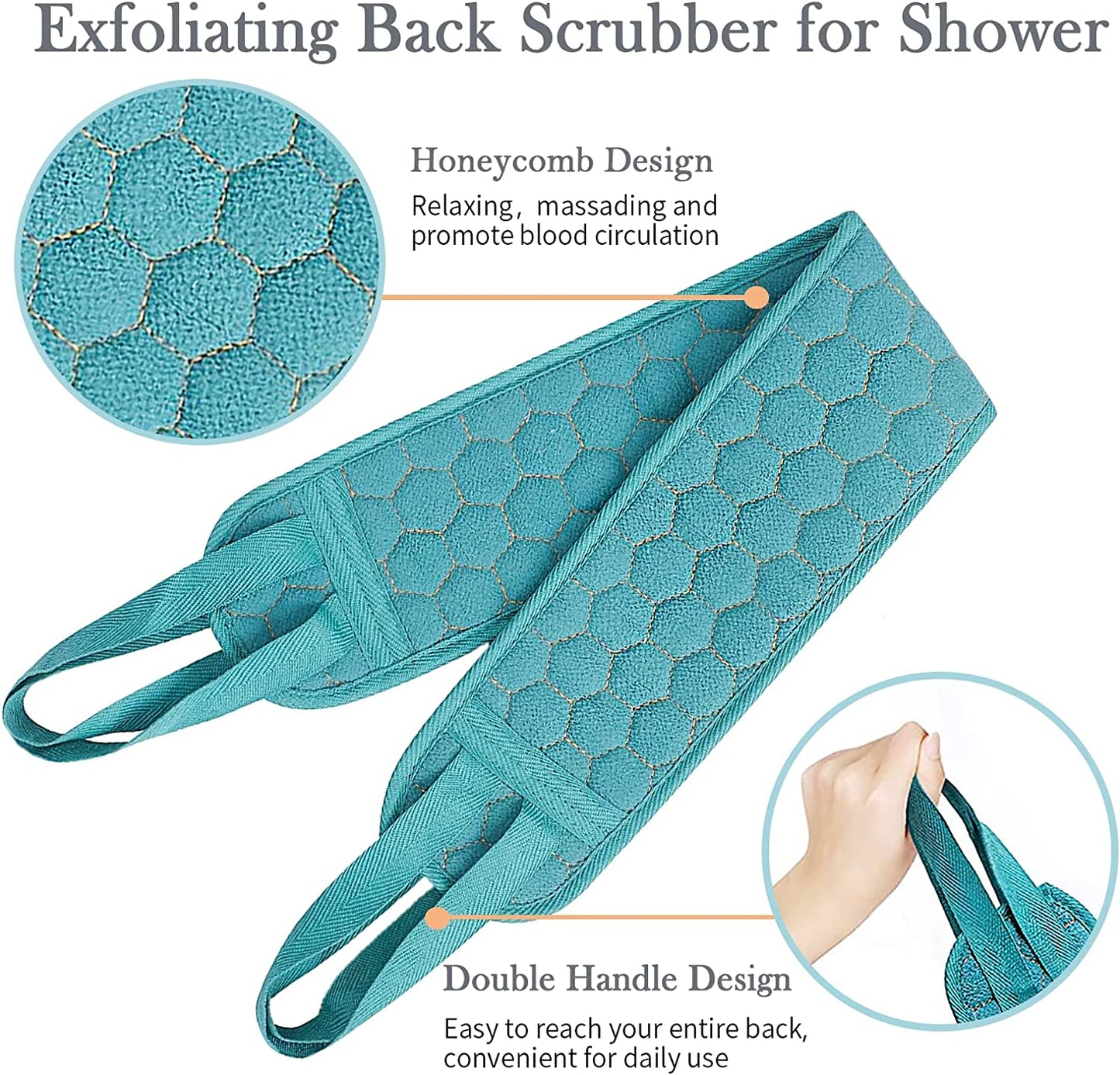 3PCS Exfoliating Back Scrubber, Exfoliating Gloves and Shower Loofah Set Comprehensive Deep Clean the Skin