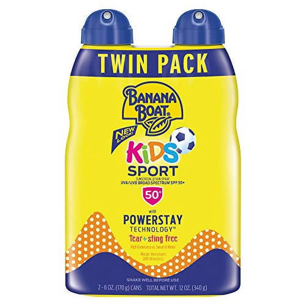 Kids Sport Sunscreen Spray, Sting-Free, Tear-Free, Broad Spectrum, SPF 50, 6Oz. - Twin Pack