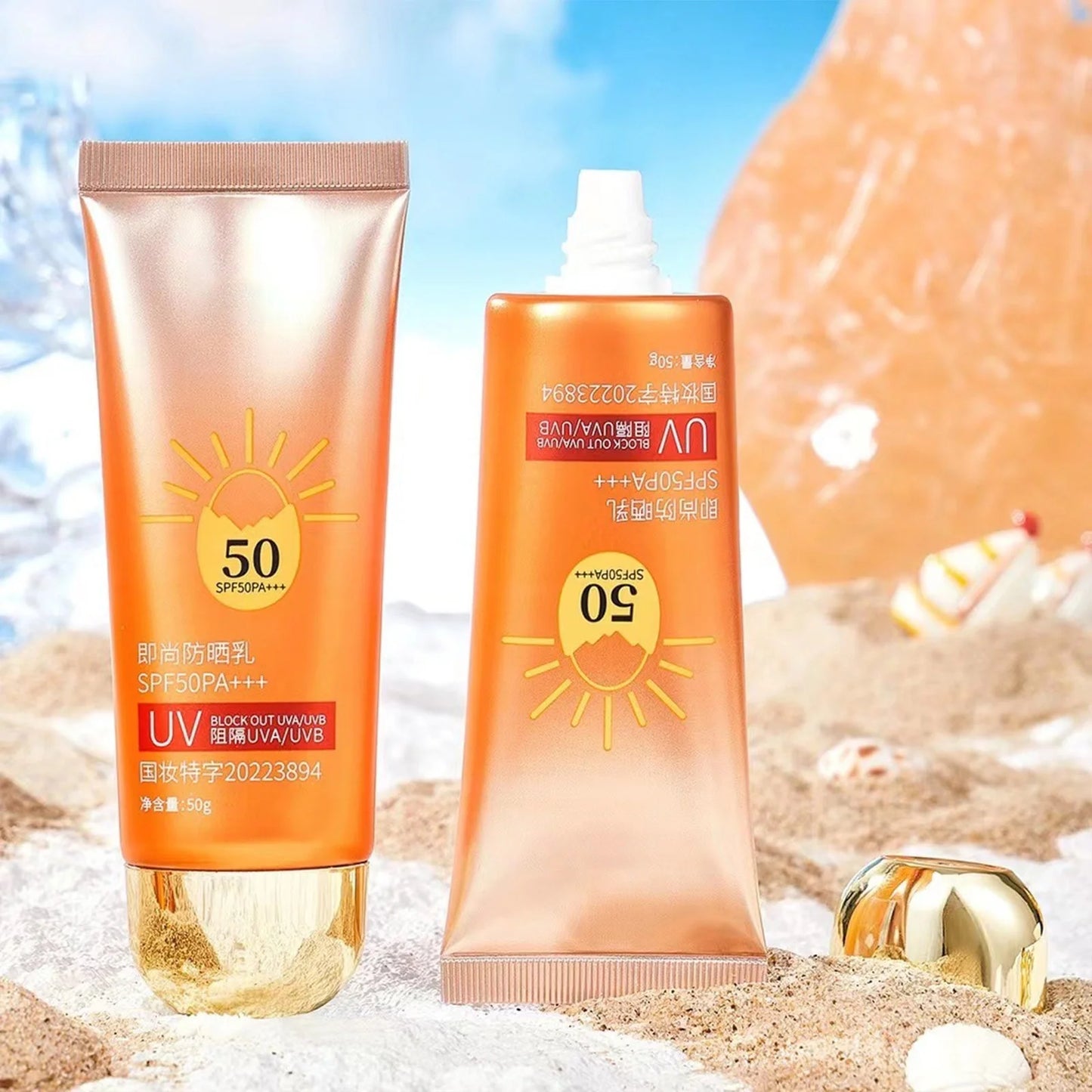 Beach Defense Sunscreen Lotion,Beach Breeze Defense: Water-Resistant Sunblock SPF 50+ - Your Companion for Fun in the Sun