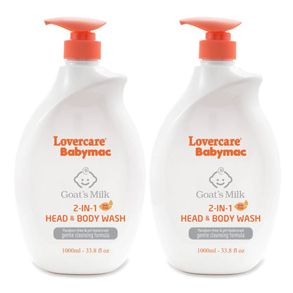 2-Pack  Goat'S Milk 2-IN-1 Head & Body Wash-33.8 Fl Oz (1000Ml)