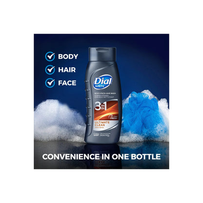 Men 3In1 Body, Hair and Face Wash, Ultimate Clean, 16 Fl Oz