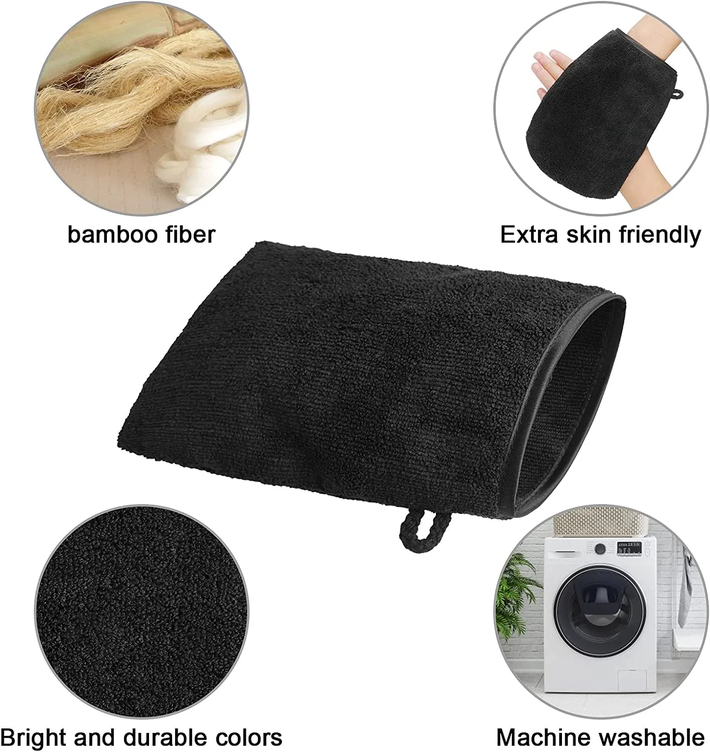 10Pcs Microfibre Body Wash Mitts Set Makeup Remover Gloves Bath SPA Cloth, 6 X 8 Inches