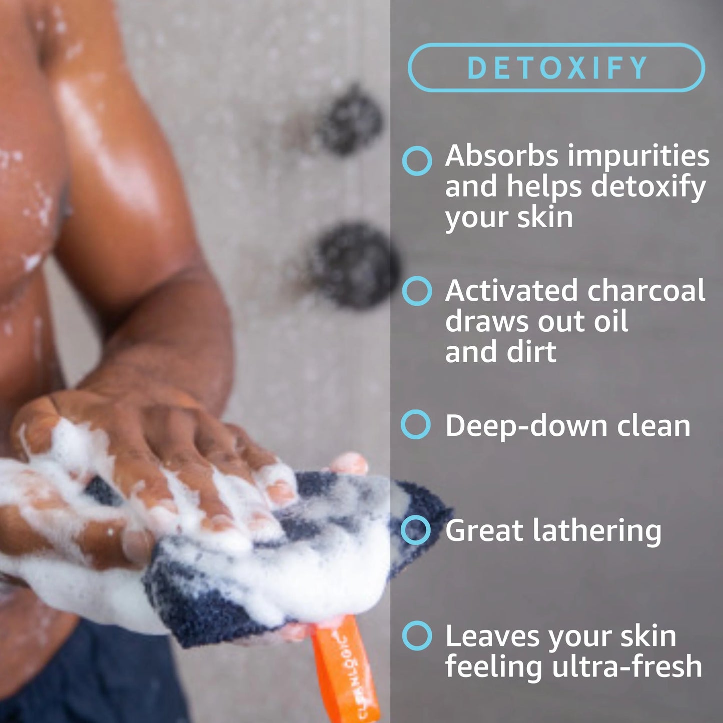 Exfoliating Body Scrubber, Detoxify Charcoal Infused for Clean, Smooth Skin, 1 Count