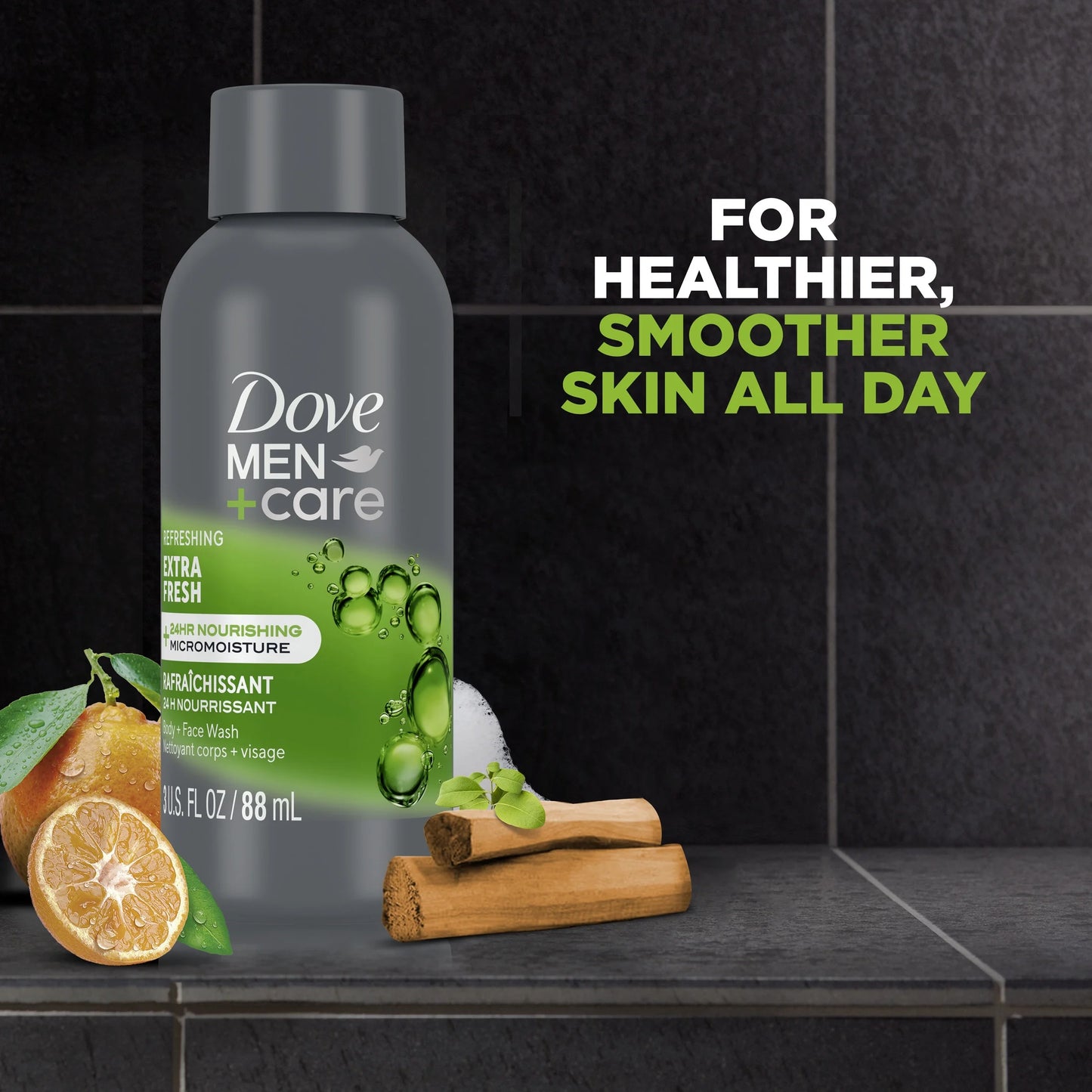 Dove Refreshing & Nourishing Body Wash for Men Extra Fresh, 3 Oz