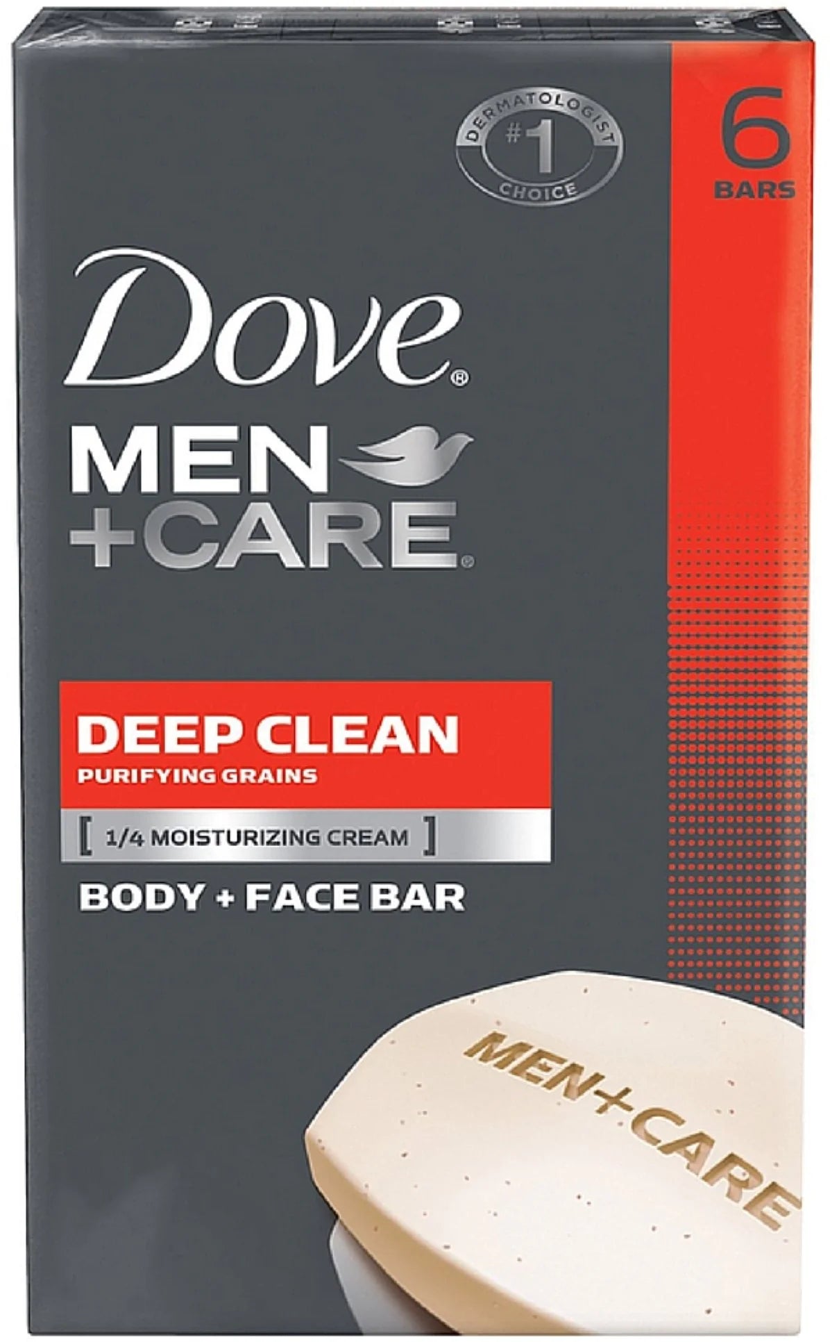 Dove Men + Care Body & Face Bar, Deep Clean 4 Oz, 6 Ea (Pack of 2)