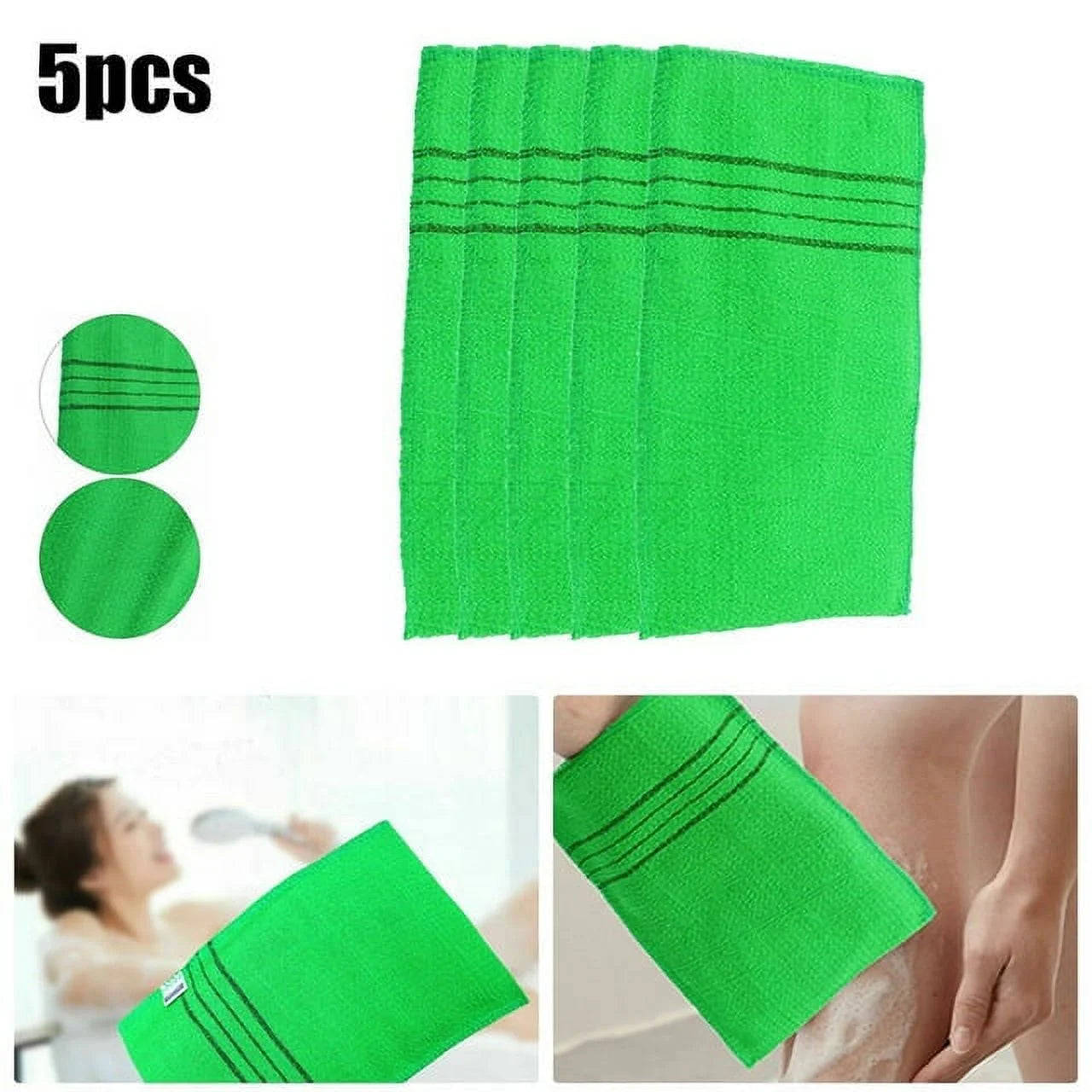 5 Pcs Korean Italy Asian Exfoliating Mitt Exfoliating Bath Washcloth Body Scrub Mitt Shower Washcloth Double Sided Exfoliating Cloth Gloves