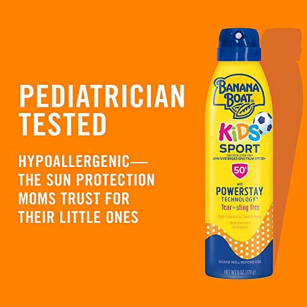 Kids Sport Sunscreen Spray, Sting-Free, Tear-Free, Broad Spectrum, SPF 50, 6Oz. - Twin Pack