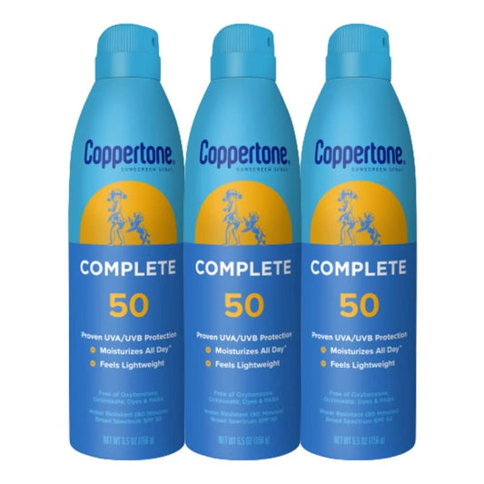 COMPLETE SPF 50 Sunscreen Spray, Lightweight, Moisturizing Sunscreen Pack, Water Resistant Spray Sunscreen SPF 50, 5.5 Oz Spray, Pack of 3