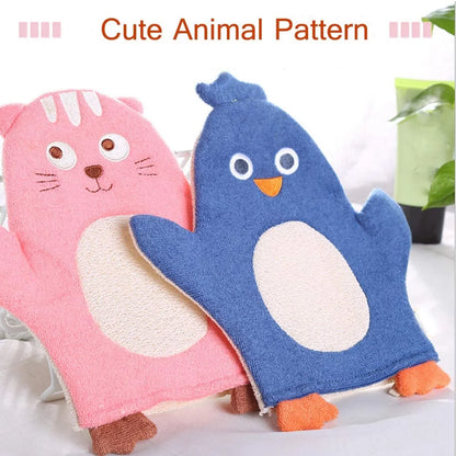 Bath Sponge for Kids Cute Animal Shower Bathing Mitt Loofah Soft Wash Sponge Body Scrub for Baby Toddler (Set of 4)